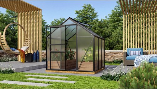 VITAVIA Gewächshaus »Venus 3800«, 3,8 m², Kunststoff/Aluminium, winterfest - schwarz