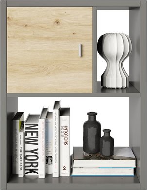 PHOENIX Raumteiler-Regal »Fortuna«, BxHxL: 75,1 x 57,9 x 34 cm, inkl. Türeinsatz - grau