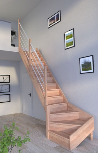 STARWOOD Raumspartreppe »Rhodos«, Buchenholz, 13 Stufen, max. Geschosshöhe 300 cm - braun