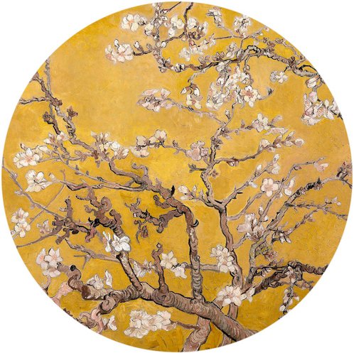 K&L Wall Art Vliestapete »Runde Vliestapete«, van Gogh Mandelblüte Vintage, mehrfarbig, matt - bunt