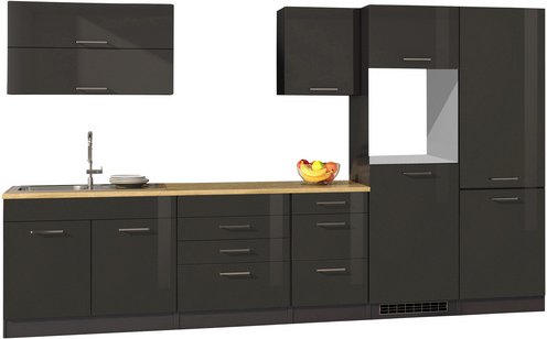 HELD MÖBEL Küchenzeile »Mailand«, ohne E-Geräte, Gesamtbreite: 350cm - grau