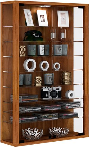 VCM Vitrine »Vitrosa Mini«, mit LED-Beleuchtung, BxH: 59 x 90 cm, Holzwerkstoff/Glas - braun