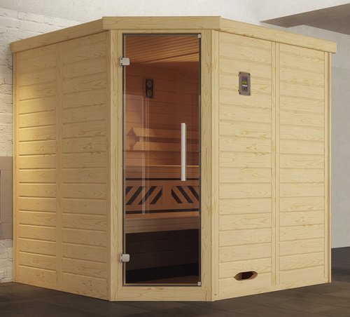 WEKA Ecksauna »Kemi Eck 1«, ohne Ofen, BxHxT: 195 x 200 x 195 cm - beige