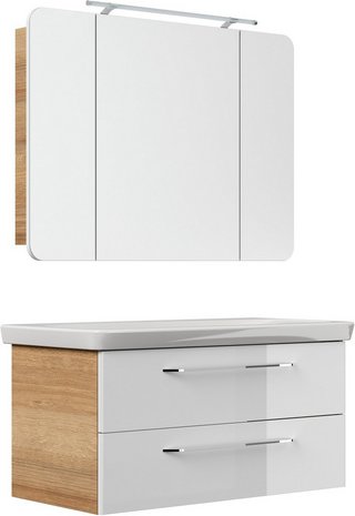 FACKELMANN Waschplatz-Set »MILANO«, 108cm Asteiche/We - weiss