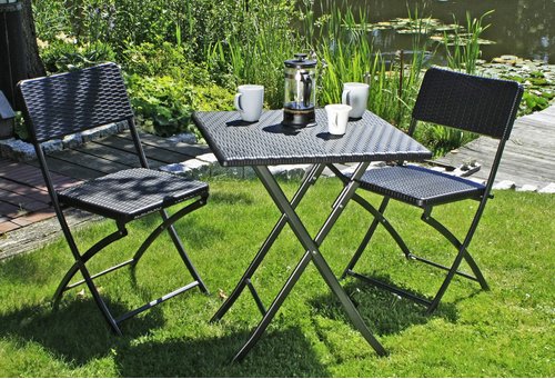 GARDEN PLEASURE Gartenmöbelset, Kunststoff, 3-teilig - schwarz