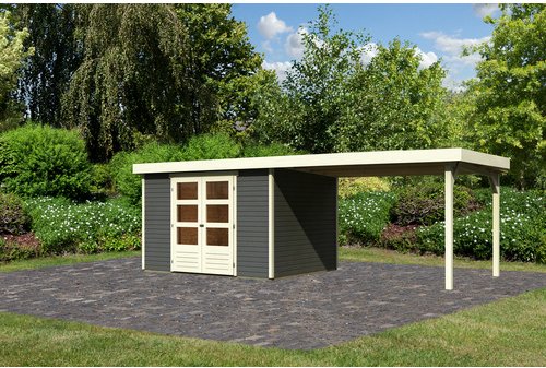 KARIBU Gartenhaus »Askola«, Holz, BxHxT: 557 x 211 x 246 cm (Außenmaße inkl. Dachüberstand) - grau