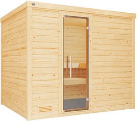 WEKA Massivholzsauna »BERGEN 3«, 6 Personen, inkl. 9 kW Ofen mit externer Steuerung - braun
