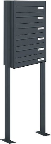 AL BRIEFKASTENSYSTEME Briefkasten, Parteien: 6, Zaundurchwurf, BxHxT: 46,5 x 150 x 27,5 cm - grau