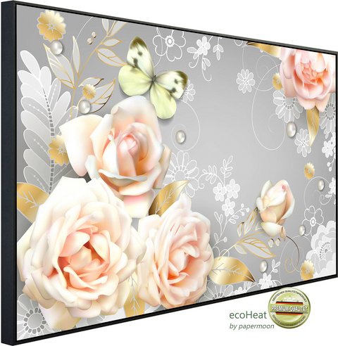 papermoon Infrarotheizung »EcoHeat - Blumen mit Schmetterling«, Matt-Effekt - bunt