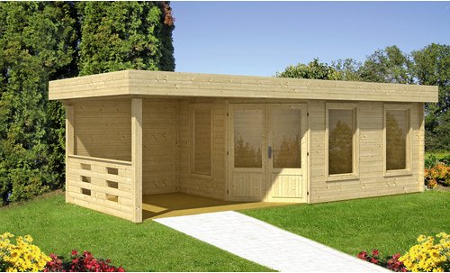 WOLFF FINNHAUS Gartenhaus »Maja«, Holz, BxHxT: 753 x 228 x 349 cm (Außenmaße inkl. Dachüberstand) - beige