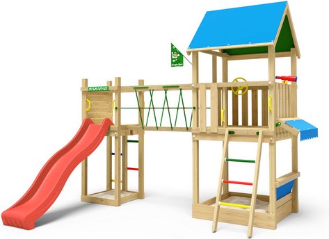 JUNGLE GYM Spielturm »Coupe«, LxBxH: 344 x 307 x 301 cm, rot - gruen