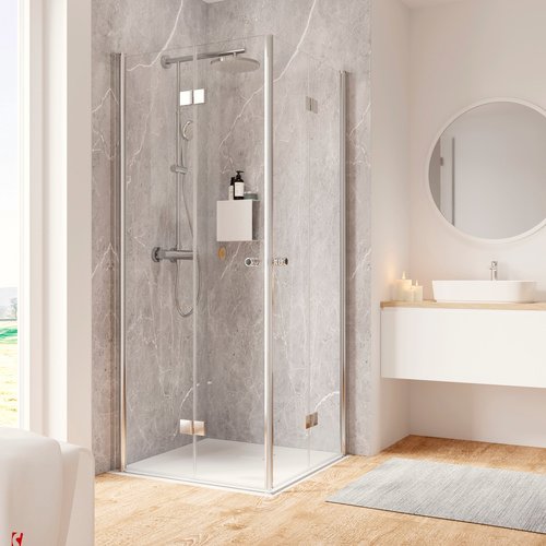 SCHULTE Eckeinstieg »Garant 2.0«, BxHxT: 90 x 200 x 90 cm, Türart: Drehfalttür - silberfarben