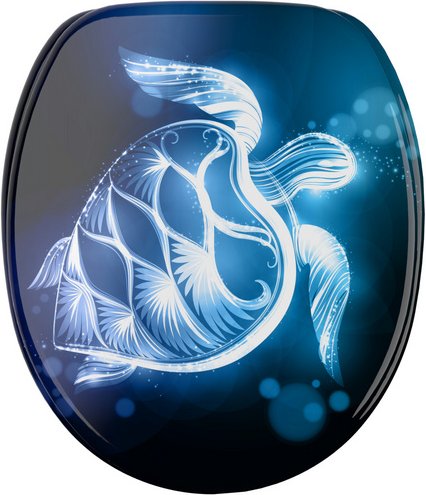 Sanilo WC-Sitz »Glow Turtle«, WC Sitz mit Absenkautomatik Glow Turtle, Blau, Oval
