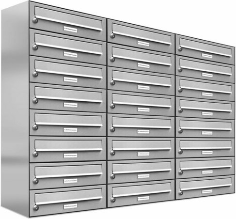 AL BRIEFKASTENSYSTEME Briefkasten, Parteien: 24, Aufputzmontage, BxHxT: 153,574 x 92,0 x 27,5 cm - silberfarben