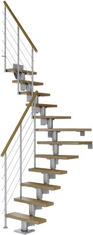 Thumbnail - DOLLE Mittelholmtreppe »Dublin«, eichenholz, 14 Stufen, bis 337cm Raumhöhe - grau