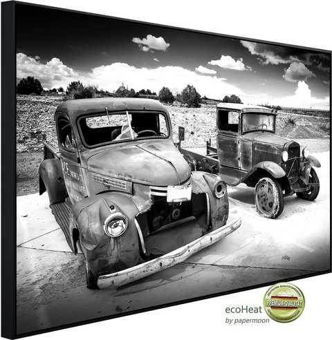 Thumbnail - papermoon Infrarotheizung »EcoHeat - Autowracks Schwarz + Weiss«, Matt-Effekt - bunt