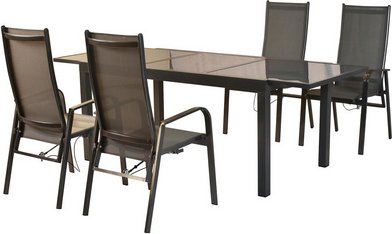 MERXX Gartenmöbel-Diningset »Alassio«, 5 tlg., 4 Sitzplätze, Aluminium - grau