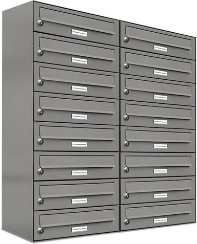 AL BRIEFKASTENSYSTEME Briefkasten, Parteien: 16, BxHxT: 76,6 x 92 x 27,5 cm - grau