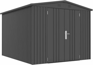 Mr. GARDENER Gerätehaus, Metall, BxHxT: 244 x 201 x 300 cm (Außenmaße inkl. Dachüberstand) - schwarz