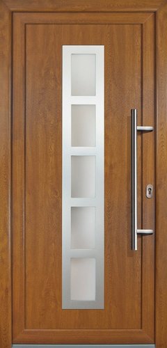 Meeth Kunststoff-Haustür »Signum Exklusiv«, satiniertes Glas, golden oak, nach Innen öffnend, ohne Türgriff - goldfarben
