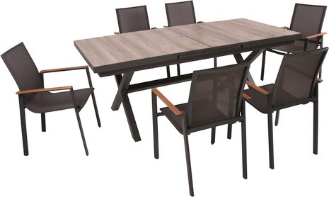 GARDEN PLEASURE Gartenmöbelset »RANA«, 6 Sitzplätze, max. Belastung: 110 kg - grau