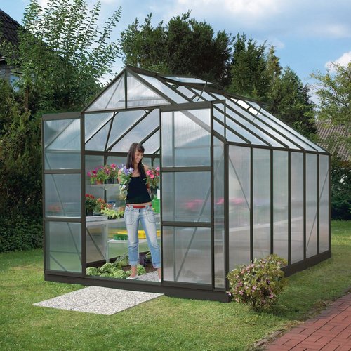 VITAVIA Gewächshaus »Mars«, B x L x H: 257 x 383 x 231,8 cm - grau