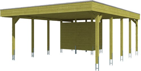 SKANHOLZ Carport »Friesland Set 4«, BxT: 557 x 708 cm, Firsthöhe: 254 cm, imprägniert - braun