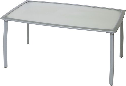 MERXX Gartentisch »Cararra«, mit Sicherheitsglas-Tischplatte, BxTxH: 150 x 90 x 74,5 cm - silberfarben