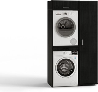 Waschturm Waschmaschinenschrank »Slimline«, BxHxT: 112 x 207 x 65,4 cm - schwarz