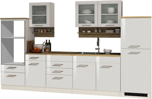 HELD MÖBEL Küchenzeile »Mailand«, ohne E-Geräte, Gesamtbreite: 330cm - weiss