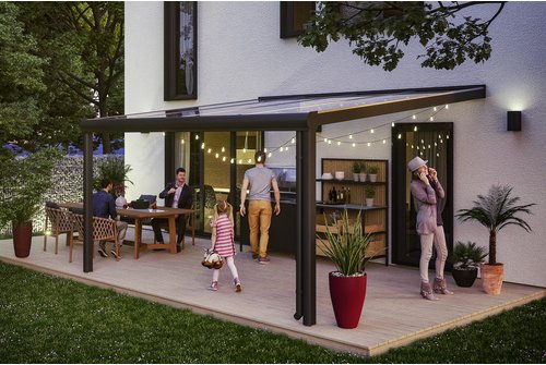 SKANHOLZ Terrassenüberdachung »Genua«, Breite: 434 cm, Dach: Polycarbonat (PC), schiefergrau