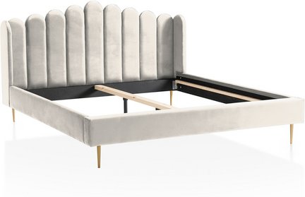 SalesFever Muschelbett, beige/goldfarben, MDF/Samt (100% Polyester)/Metall