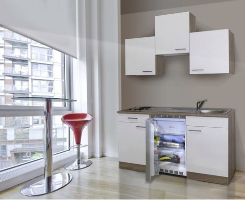 RESPEKTA Singleküche »Luis«, mit E-Geräten, Gesamtbreite: 150 cm - weiss