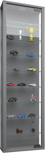 VCM Vitrine »Stano Maxi«, BxH: 33 x 113 cm, Holzwerkstoff/Glas - silberfarben