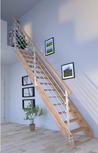 Thumbnail - STARWOOD Raumspartreppe »Rhodos«, Eichenholz, 13 Stufen, max. Geschosshöhe 300 cm - braun