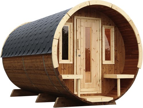 WOLFF FINNHAUS Fasssauna »De luxe Thermo«, Fichtenholz, beige, 6 Personen