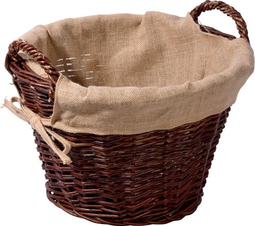 DOBAR Kaminholzkorb, rund, ØxH: 50 x 40 cm, Weide/Jute - braun