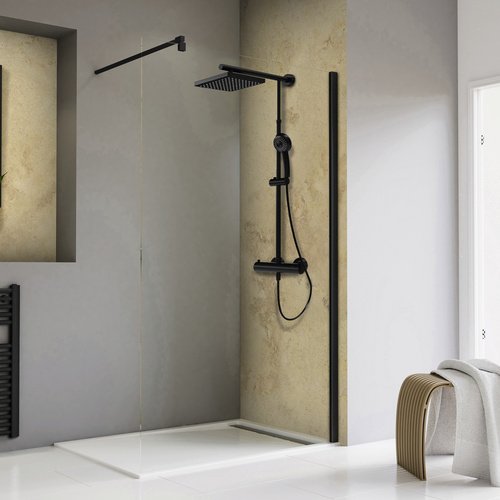 Thumbnail - SCHULTE Duschwand »Toura«, BxH: 100 x 200 cm, ESG, Walk-In, Ecke - schwarz