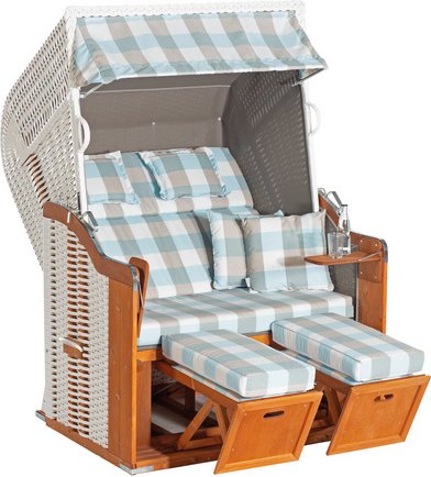SUNNY SMART Strandkorb »Rustikal 255 Plus«, BxHxT: 125 x 160 x 90 cm, Halblieger, weiß/natur - weiss