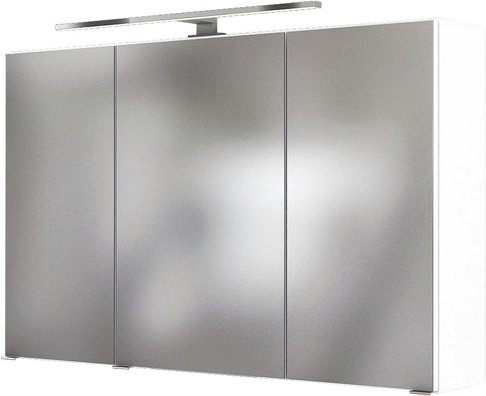 HELD MÖBEL Spiegelschrank »Florida«, 3-türig, LED, BxH: 100 x 66 cm - weiss