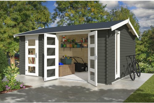 LASITA MAJA Gartenhaus »Carroz«, BxHxT: 496 x 250,8 x 403,4 cm (Außenmaß inkl. Dachüberstand), grüngrau - gruen