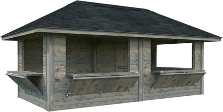 PALMAKO Marktstand »Bianca Set 112«, B x H x L: 588 x 319 x 300 cm, Grau, tauchgrundiert