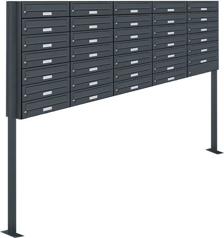 AL BRIEFKASTENSYSTEME Briefkasten, Parteien: 34, Freistehend, BxHxT: 199,5 x 170 x 27,5 cm - grau