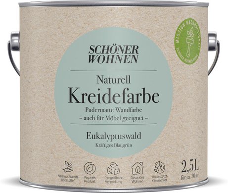 SCHÖNER WOHNEN FARBE Innenfarbe »Naturell Kreidefarbe«, Eukalyptuswald, matt, 2,5 l - gruen