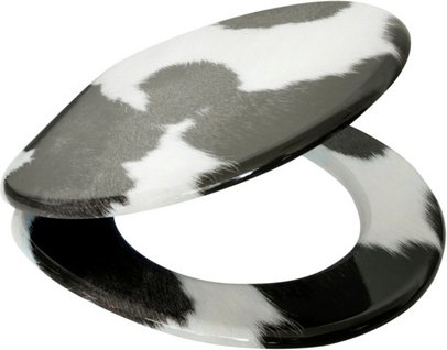 Sanilo WC-Sitz, BxL: 37,7 x 47 cm, Kuhflecken - schwarz
