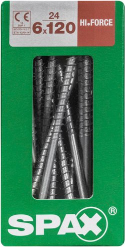 Thumbnail - SPAX Holzbauschraube, 6 mm, Stahl, 24 Stk., HI.FORCE 6X120 L - silberfarben