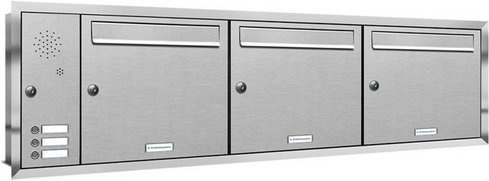 AL BRIEFKASTENSYSTEME Briefkasten, Parteien: 2, Unterputzmontage, BxHxT: 153,36 x 38,5 x 11,6 cm - silberfarben