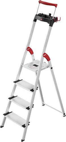 HAILO sicherheitsleiter »L95TopLine«, 4 Stufen, Aluminium - silberfarben