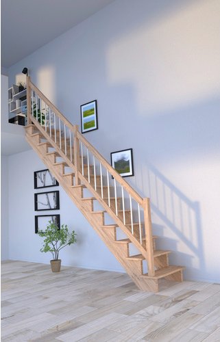 STARWOOD Systemtreppe »Lindos«, Eichenholz, 13 Stufen, max. Geschosshöhe 300 cm - braun