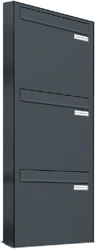 AL BRIEFKASTENSYSTEME Briefkasten, Parteien: 3, Zaundurchwurf, BxHxT: 38,5 x 102,6 x 11,6 cm - grau